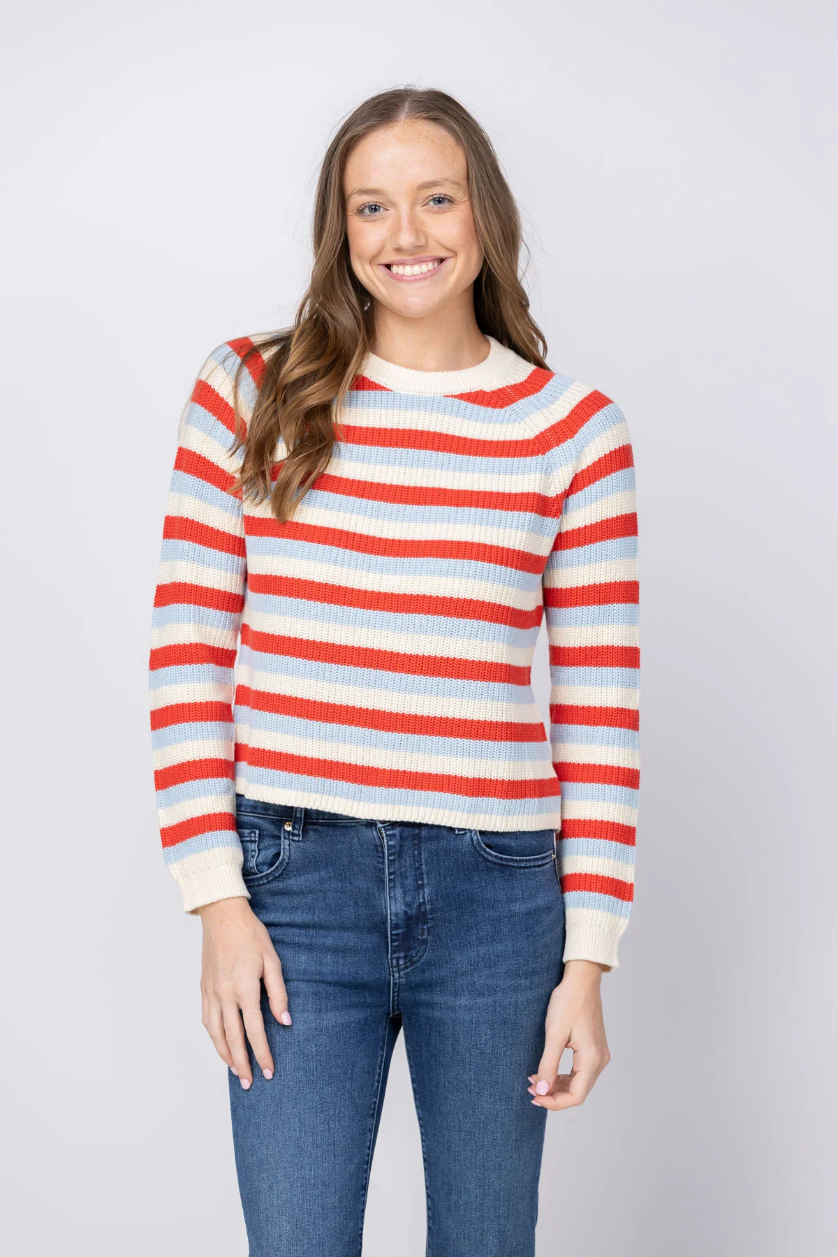 Verified Stitches Stripes Alexa Pullover in Negroni Combo First-Class