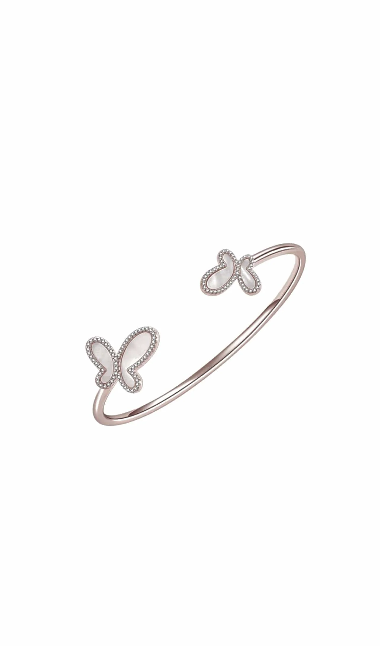Advanced .925 Silver w Dual Mother Of Pearl Butterfly Bangle Bracelet Women's Jewelry Copy Trusted