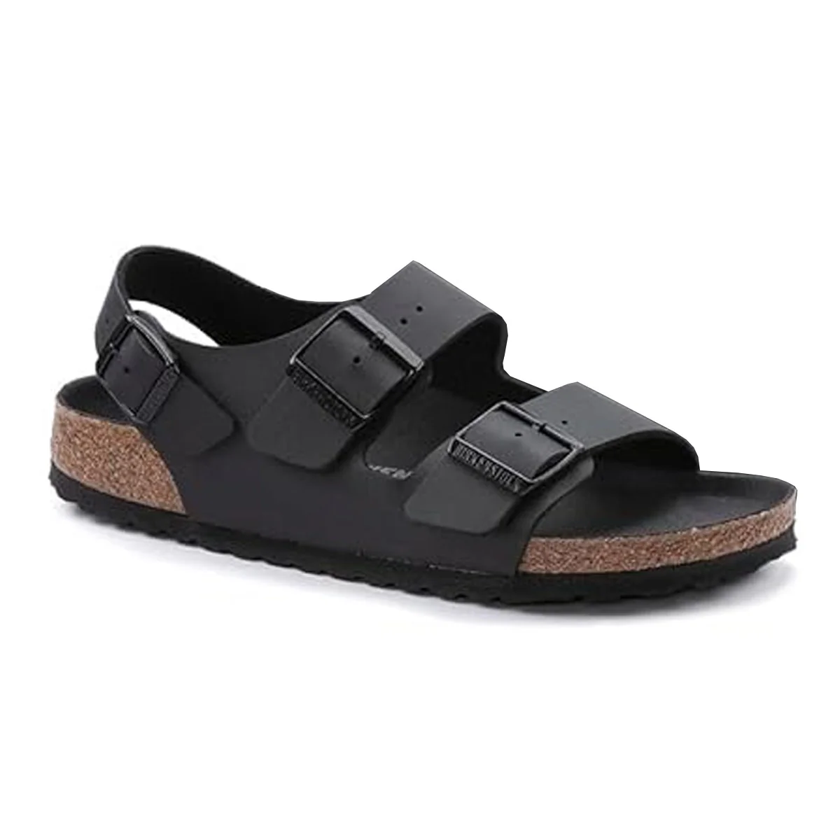 Healthy Birkenstock Milano Birko-Flor Triples Black Sandals Organic