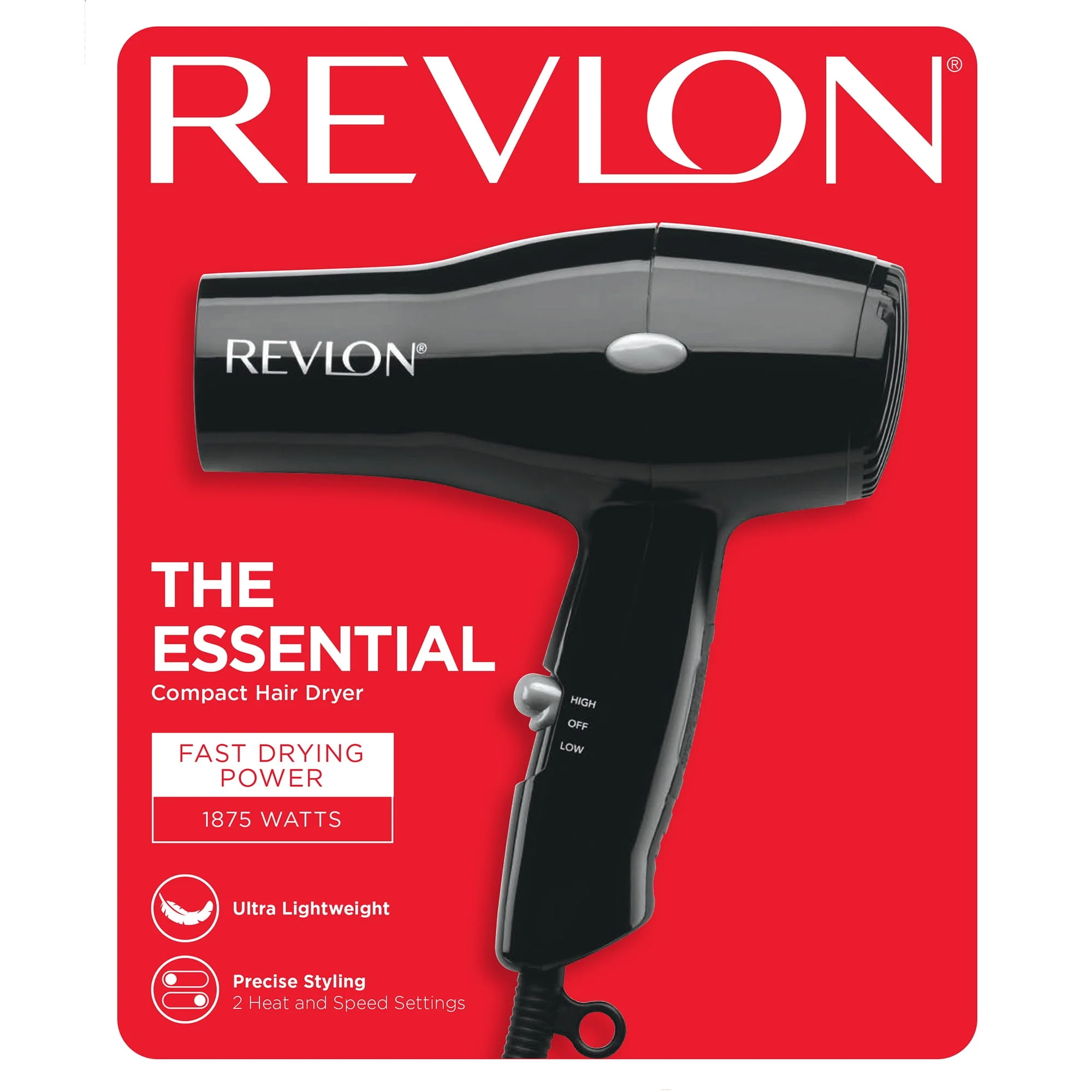 Eco-Friendly Revlon 1875 Watt Fast Dry Compact Travel Turbo Hair Dryer RVDR5034 1 Ea Certified