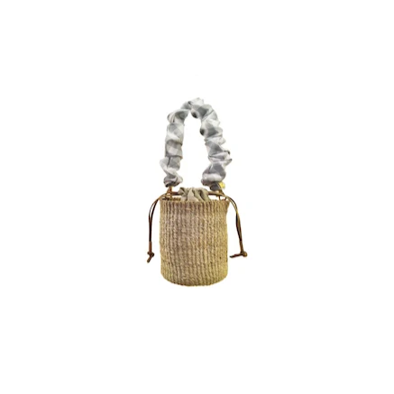 Healthy Aranaz Scrunchie Mini Bucket Bag in Natural Gray Efficient
