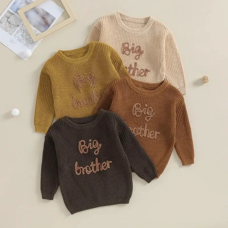 Superior Toddler Kids Boys Sweaters Cotton Long Sleeve Letter Embroidery Big Brother Pullover Loose Knitwear TopSPECIFICATIONS Safe