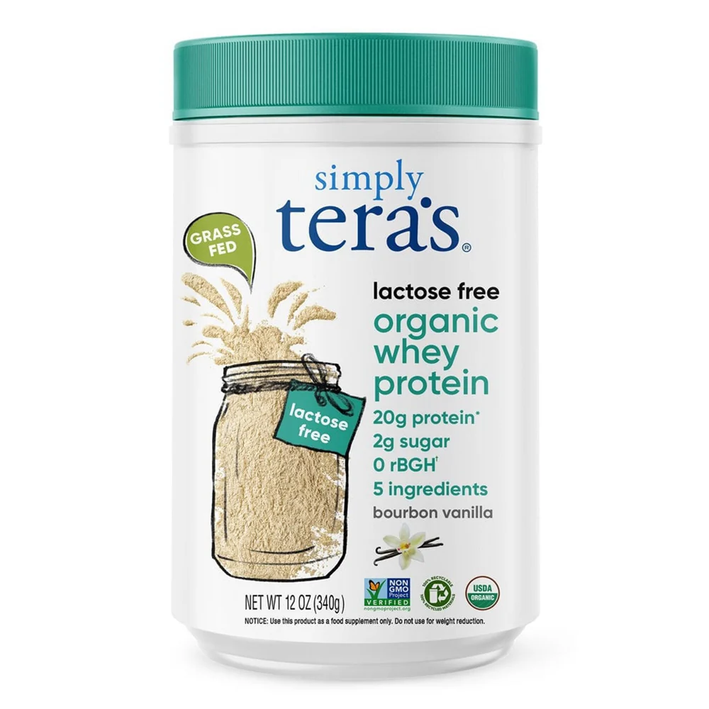 Eco-Friendly Simply Teras Organic Lactose Whey Protein Bourbon Vanilla for Nutrition Support 12Oz 340g Natural