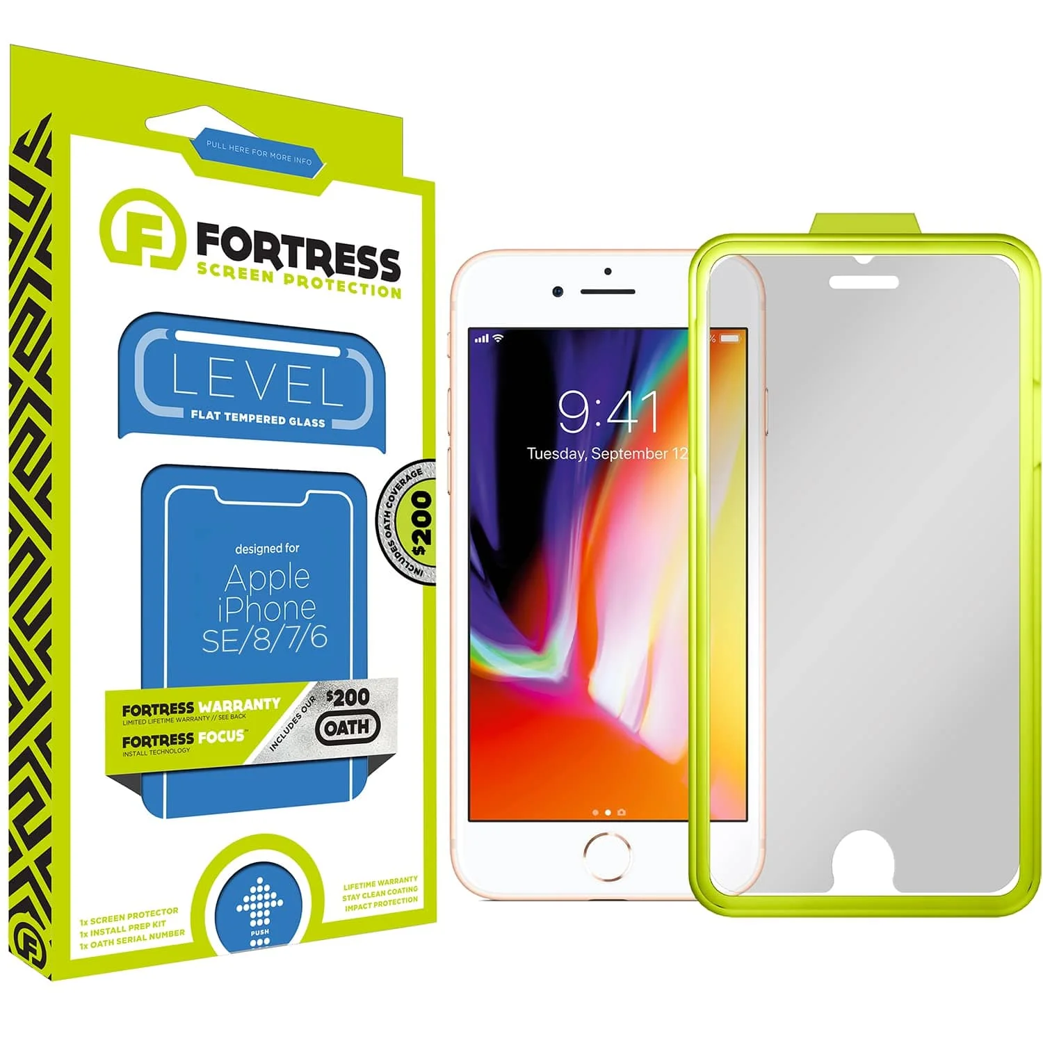 Carefully Designed Fortress Compatible with Iphone Se 8 7 6 6s Screen Protector with 200 Device Coverage Easy Installation Tool 9h Tempered Glass Anti-Scratch Drop Protection Lifetime s Soft
