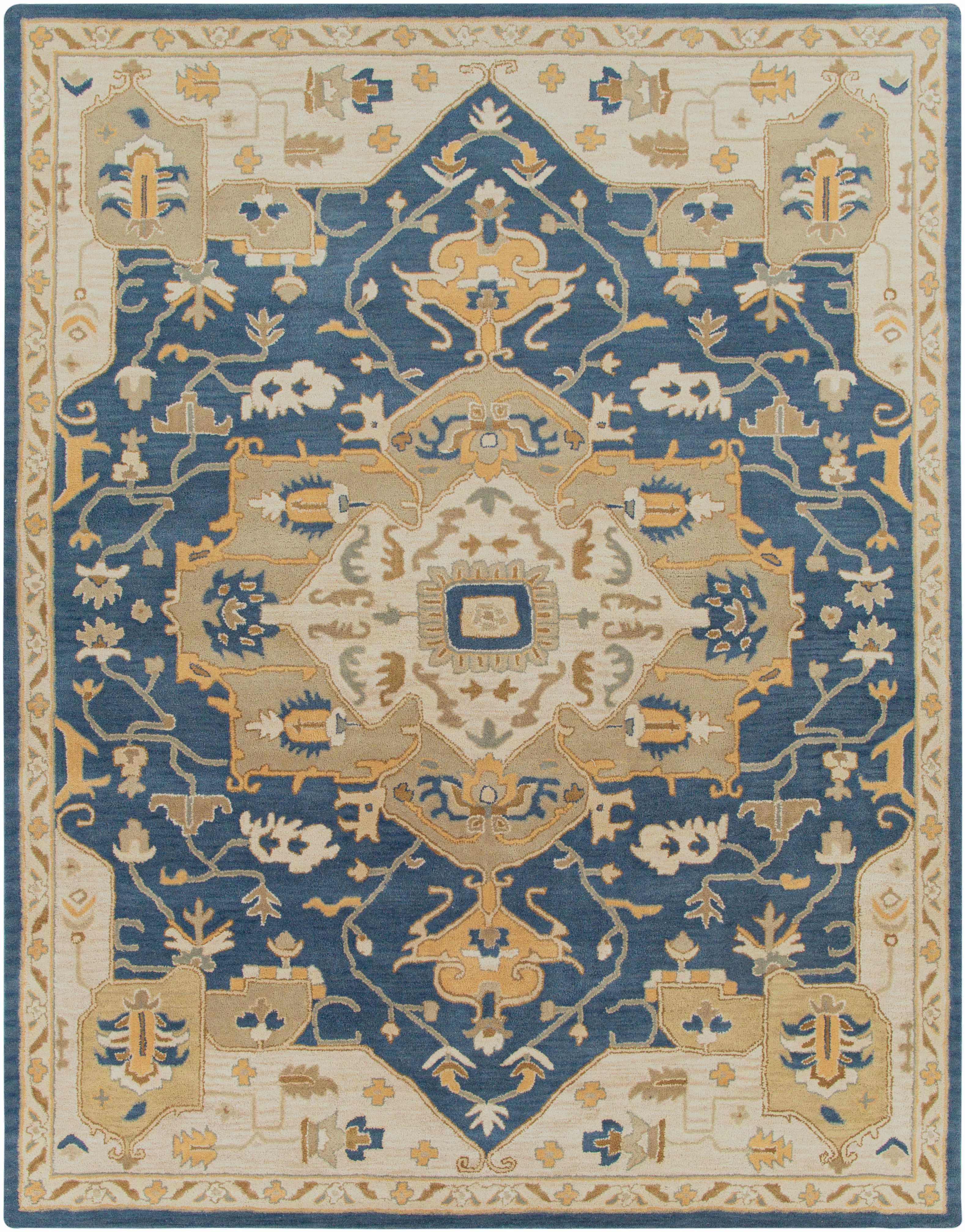 Fashionable Broomfield 1145 Hand Tufted Blue Wool Rug Sustainable