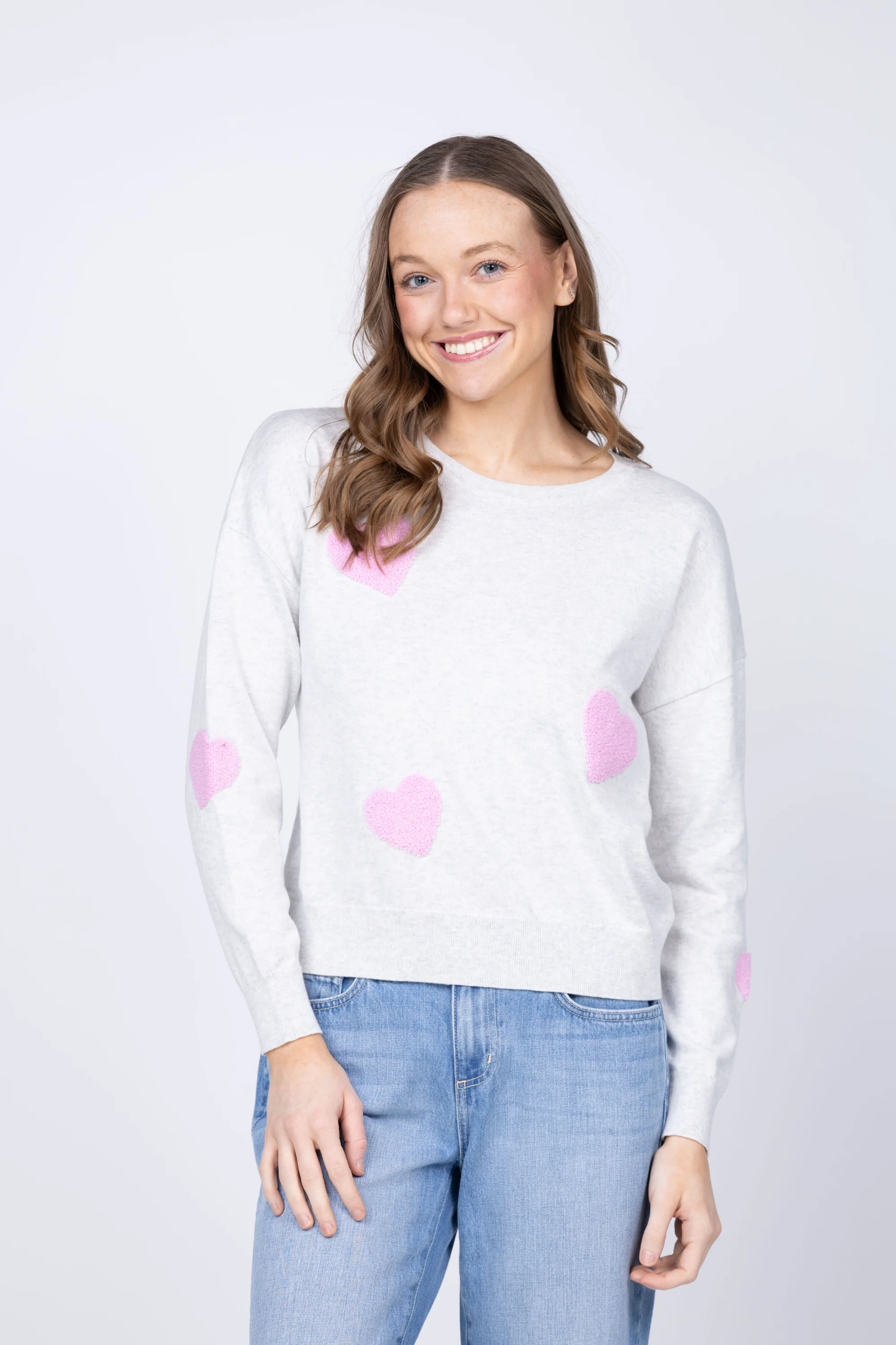 Classic J. Society All Over Hearts Sweatshirt in Cloud Bubblegum Verified