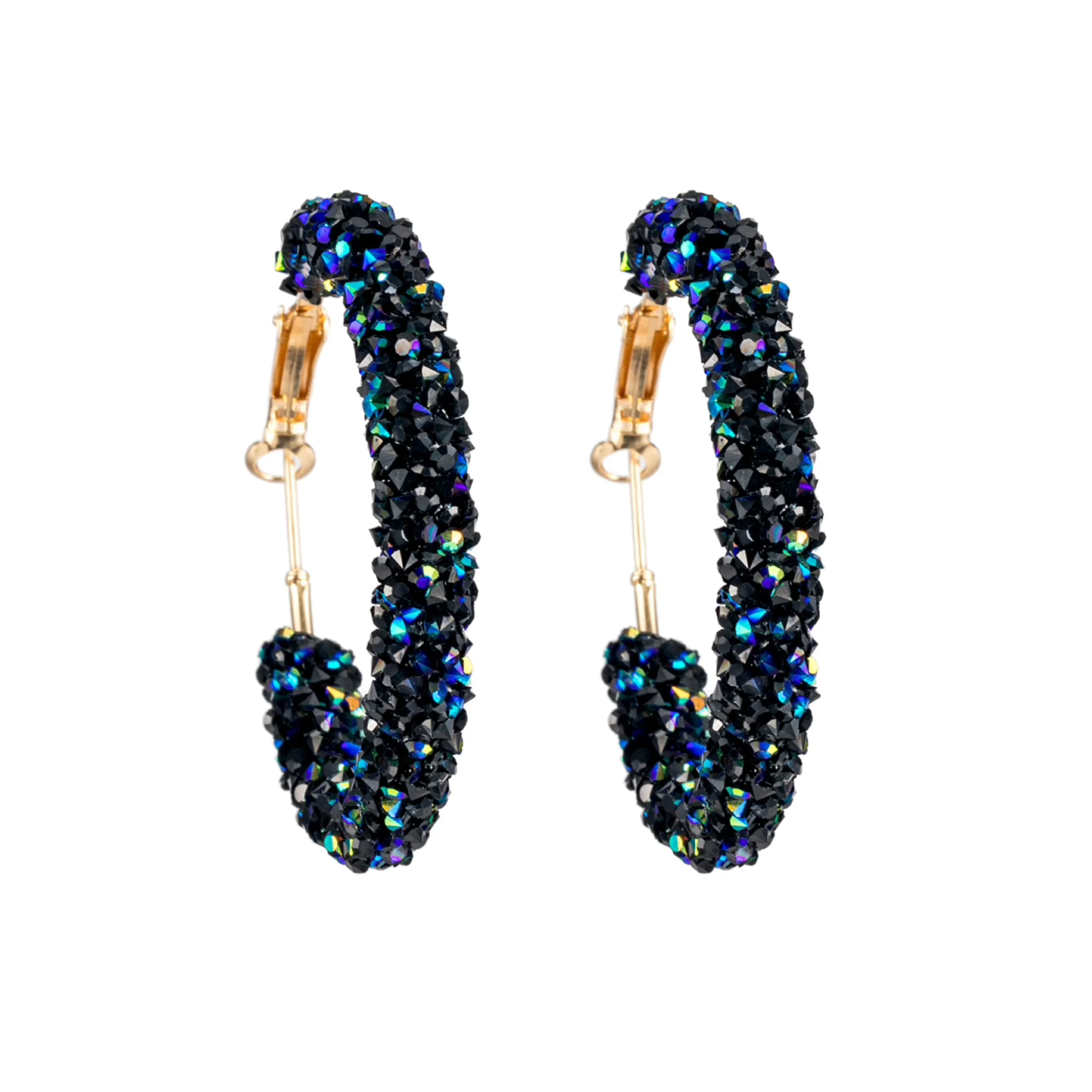 Verified Don't AsK Blue Clustered Crystal Hoop Earrings Efficient