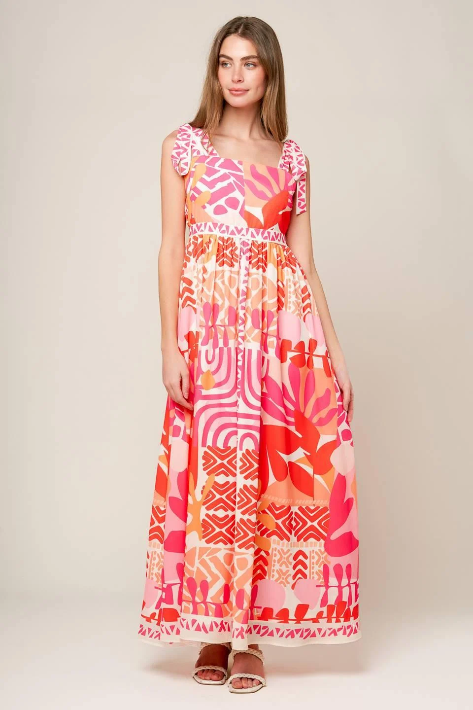 Detailed Drive-in Movie Woven Maxi Dress Selected
