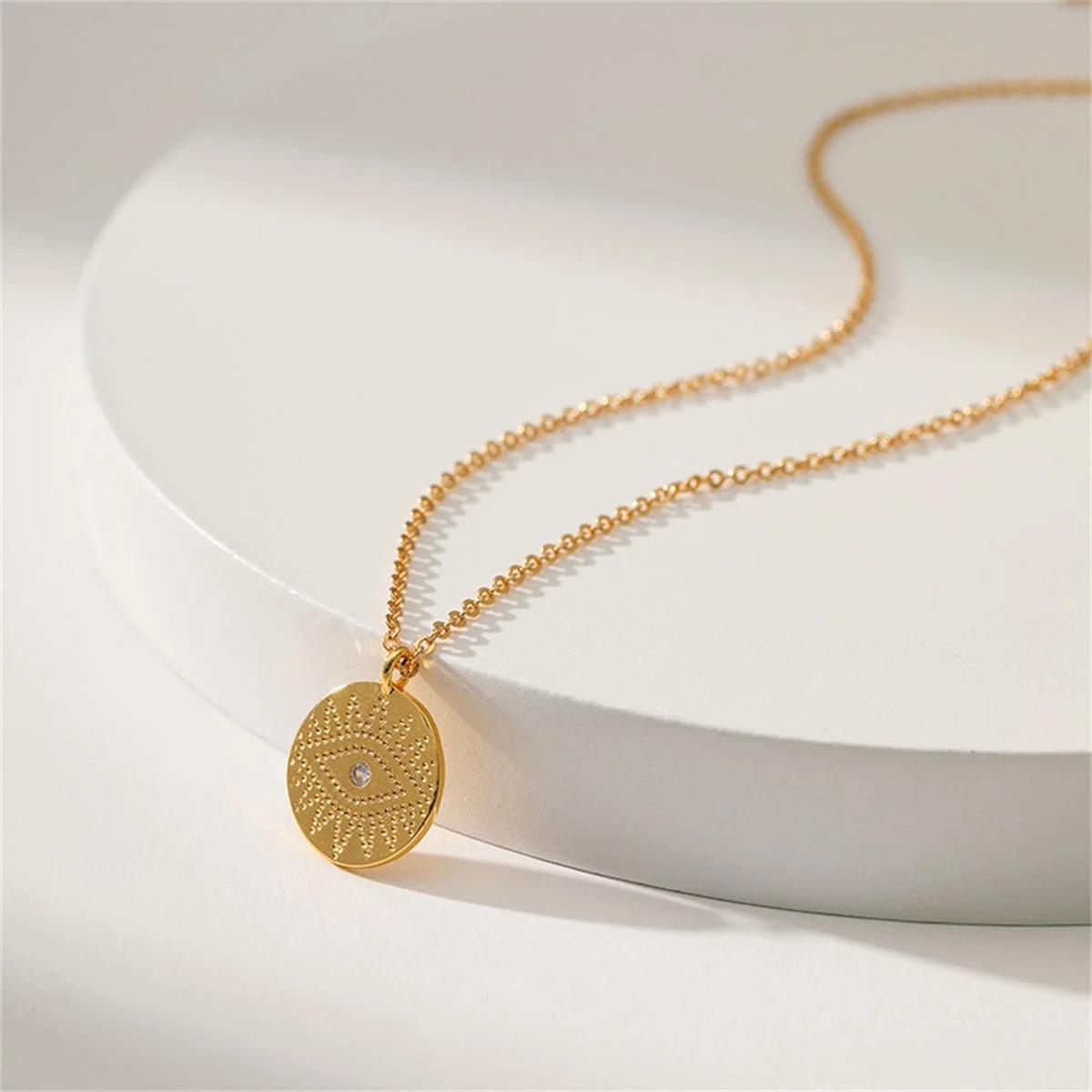 Verified Cubic Zirconia Goldtone Evil Eye Pendant Necklace Convenient