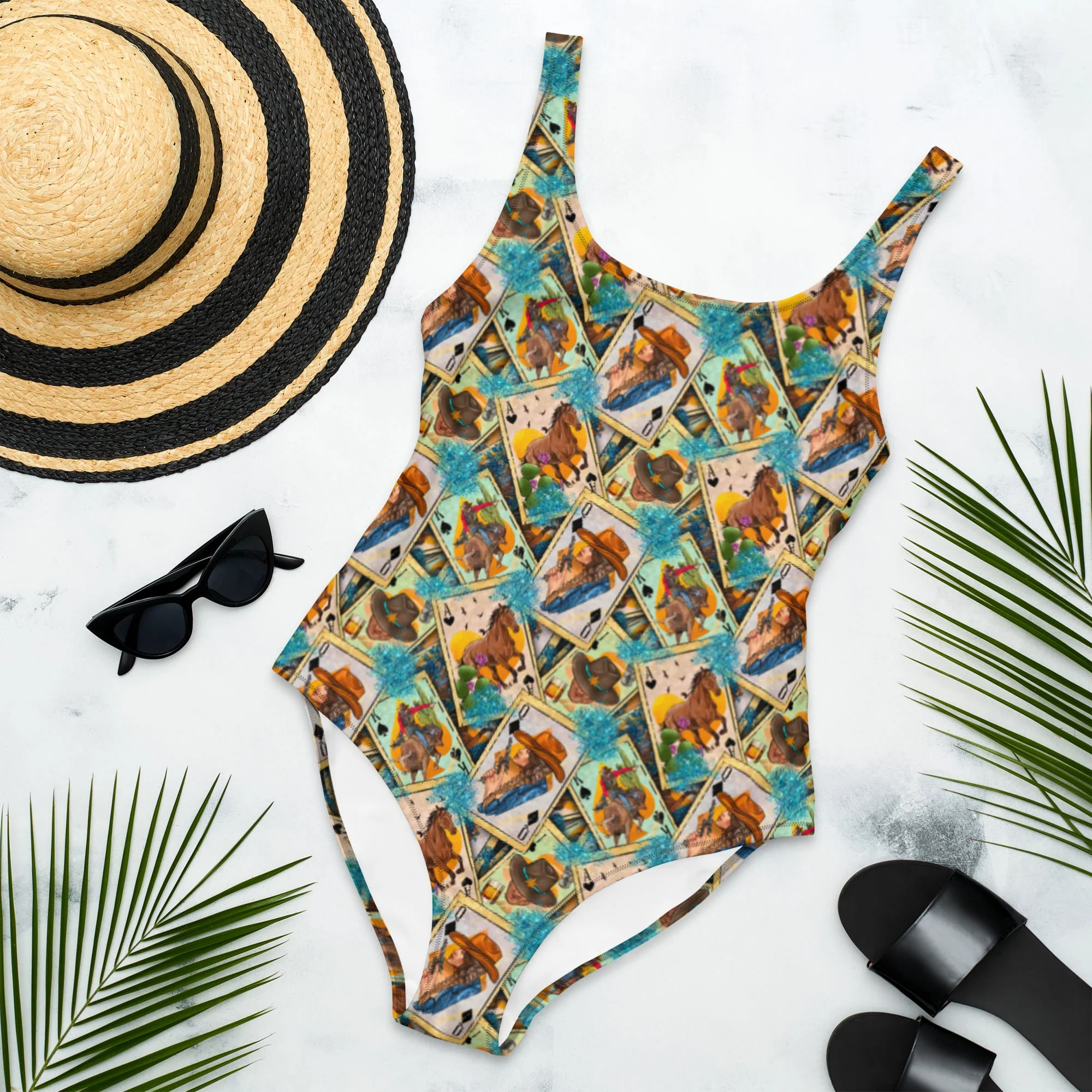 Refined Baha Ranch Yeehaw Feelin' Lucky Cowgirl One-Piece Swimsuit Effective