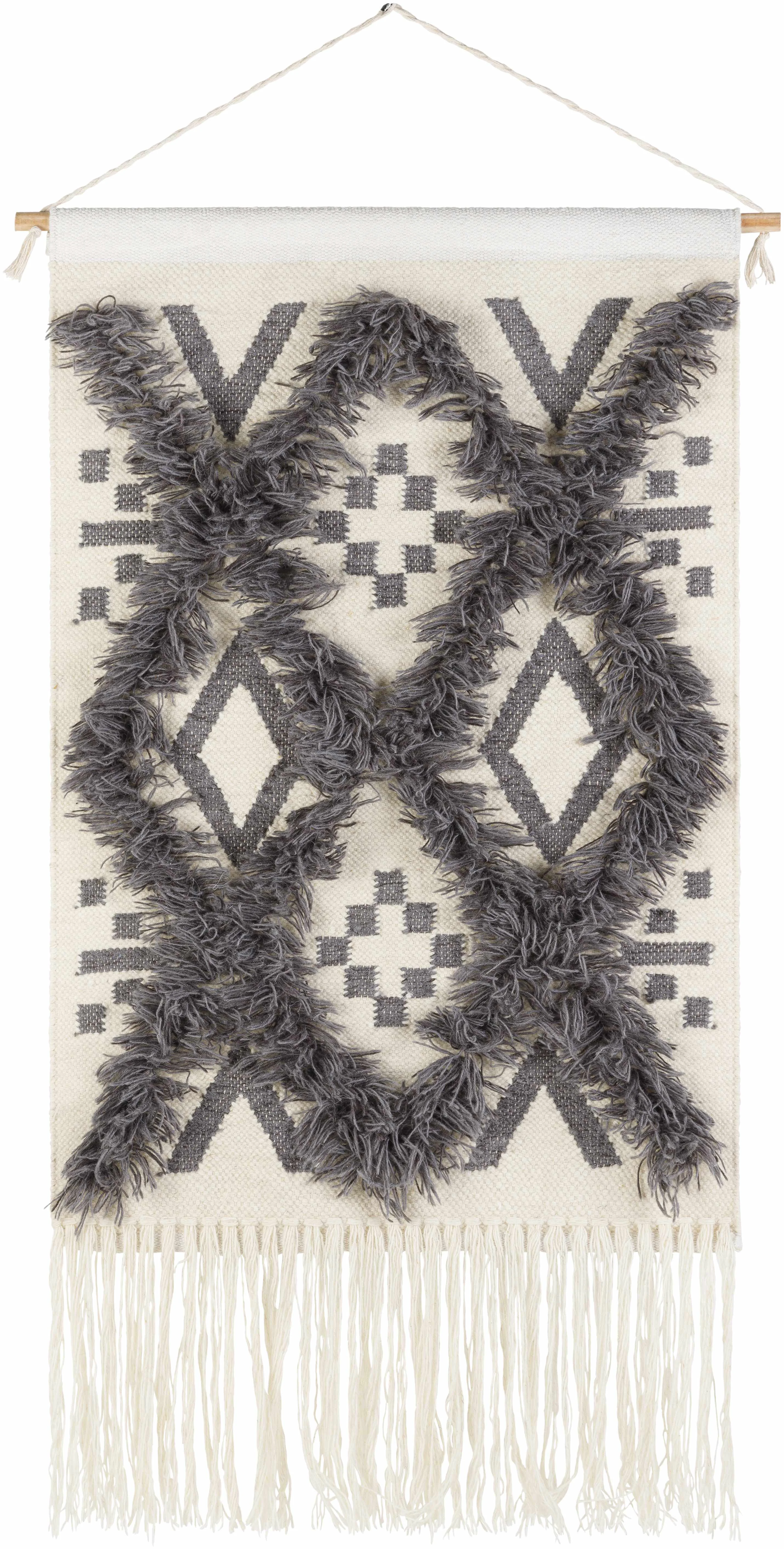 Soft Chapelton Gray Geometric Textured Wall Hanging - Verified