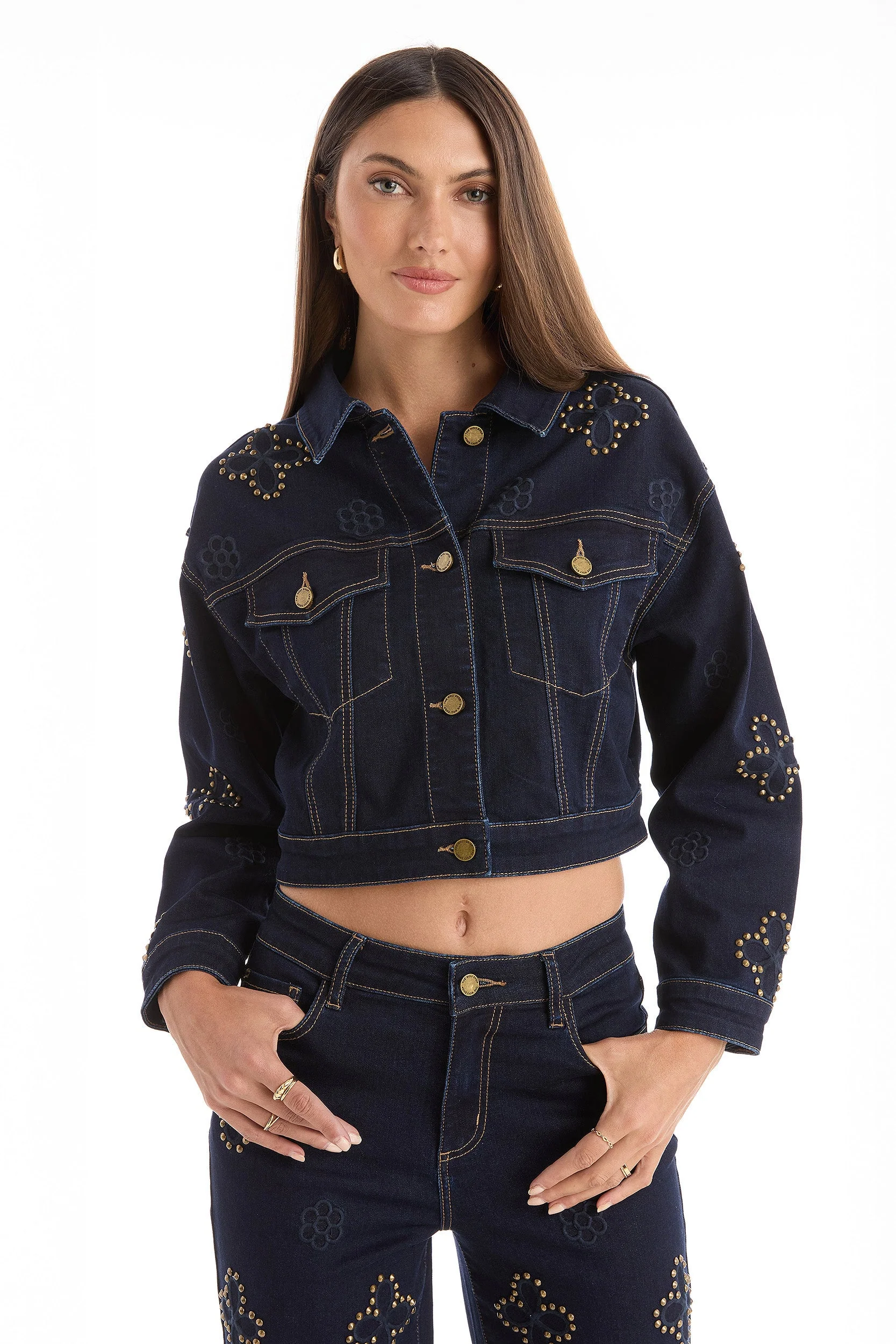Excellent Kaia Studded Jacket - Indigo Sophisticated