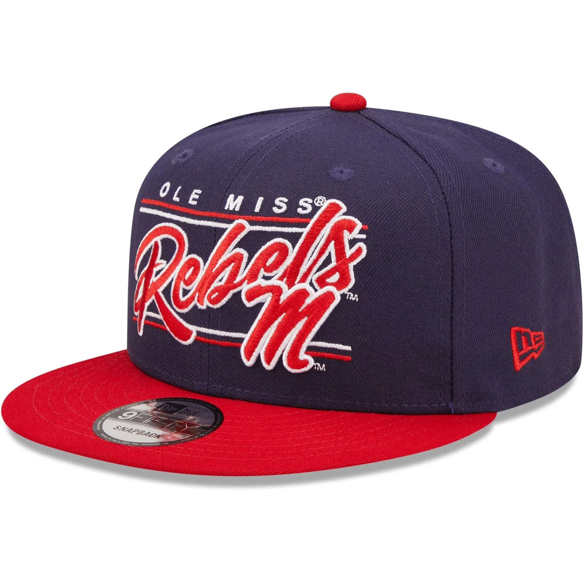 Solid New Era Men's Ncaa 950 Team Script Snapback Hats - Ole Miss Next-Generation