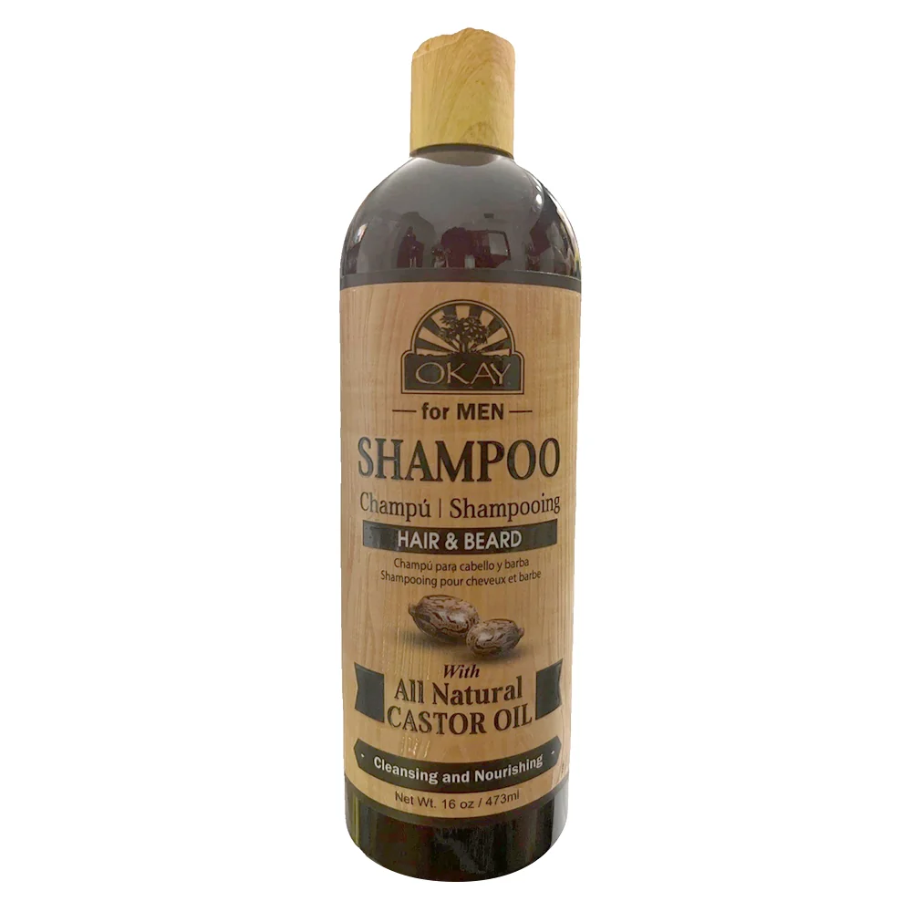 World-Class Okay Mens Castor Oil Hair and Beard Shampoo for Healthy Hair and Beard Growth 16Oz 473ml Solid