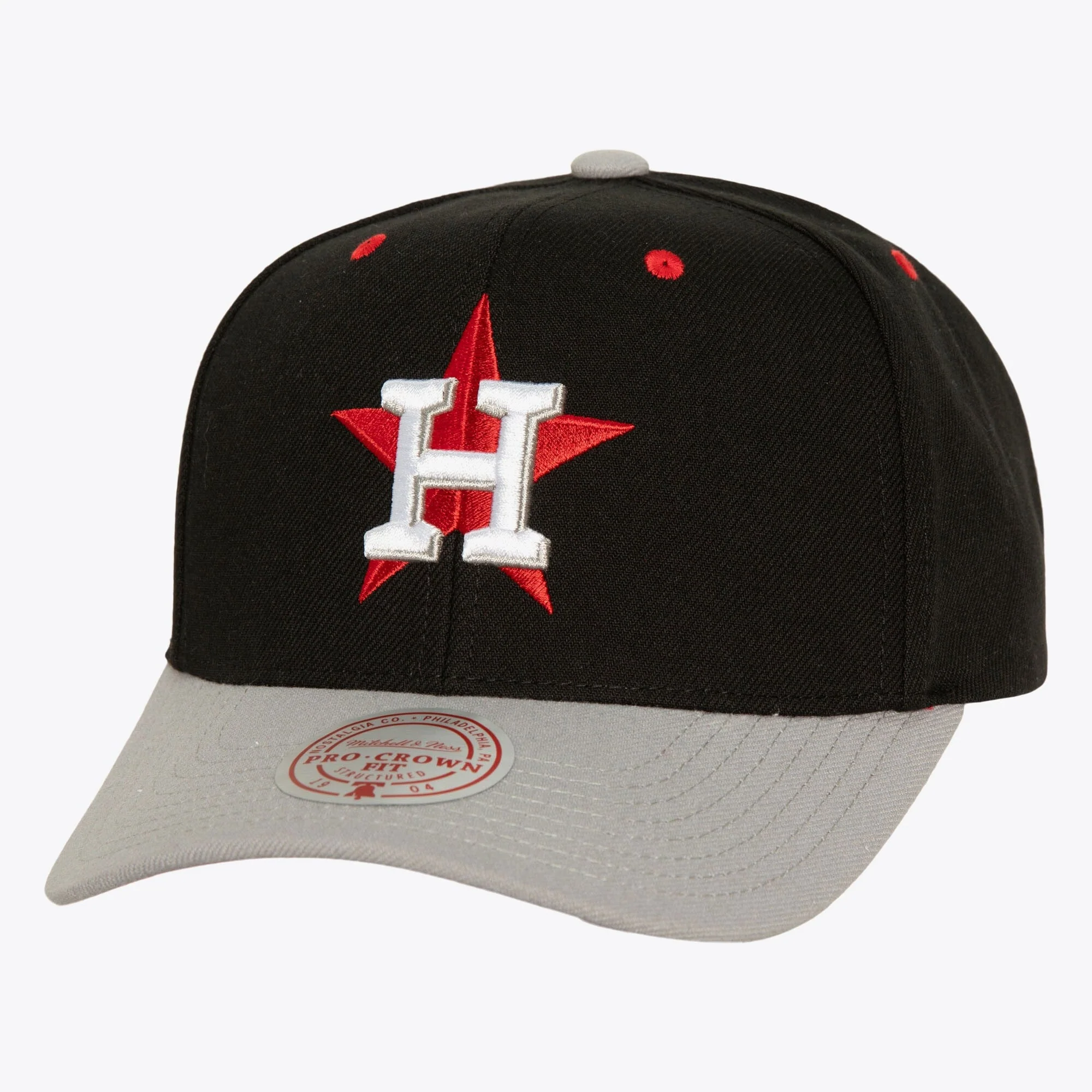 Selected Mitchell Ness Men's MLB Bred Pro Snapback Astros Snapback Caps Natural