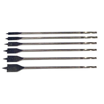 Carefully Designed 6 Piece Extra Long Deep Hex Shank Flat Spade Drill Bit Set Kit for Wood Boring Soft