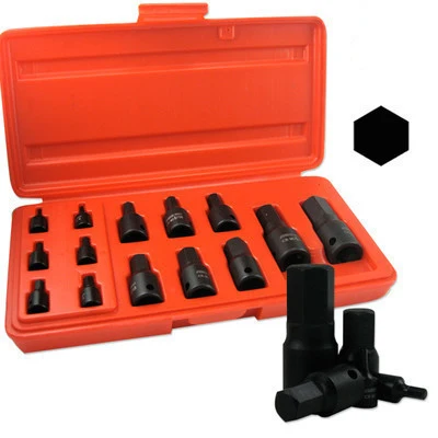 Classic Black Impact Metric Size Hex Allen Bit Socket Drive Tool Set for Wrench Convenient