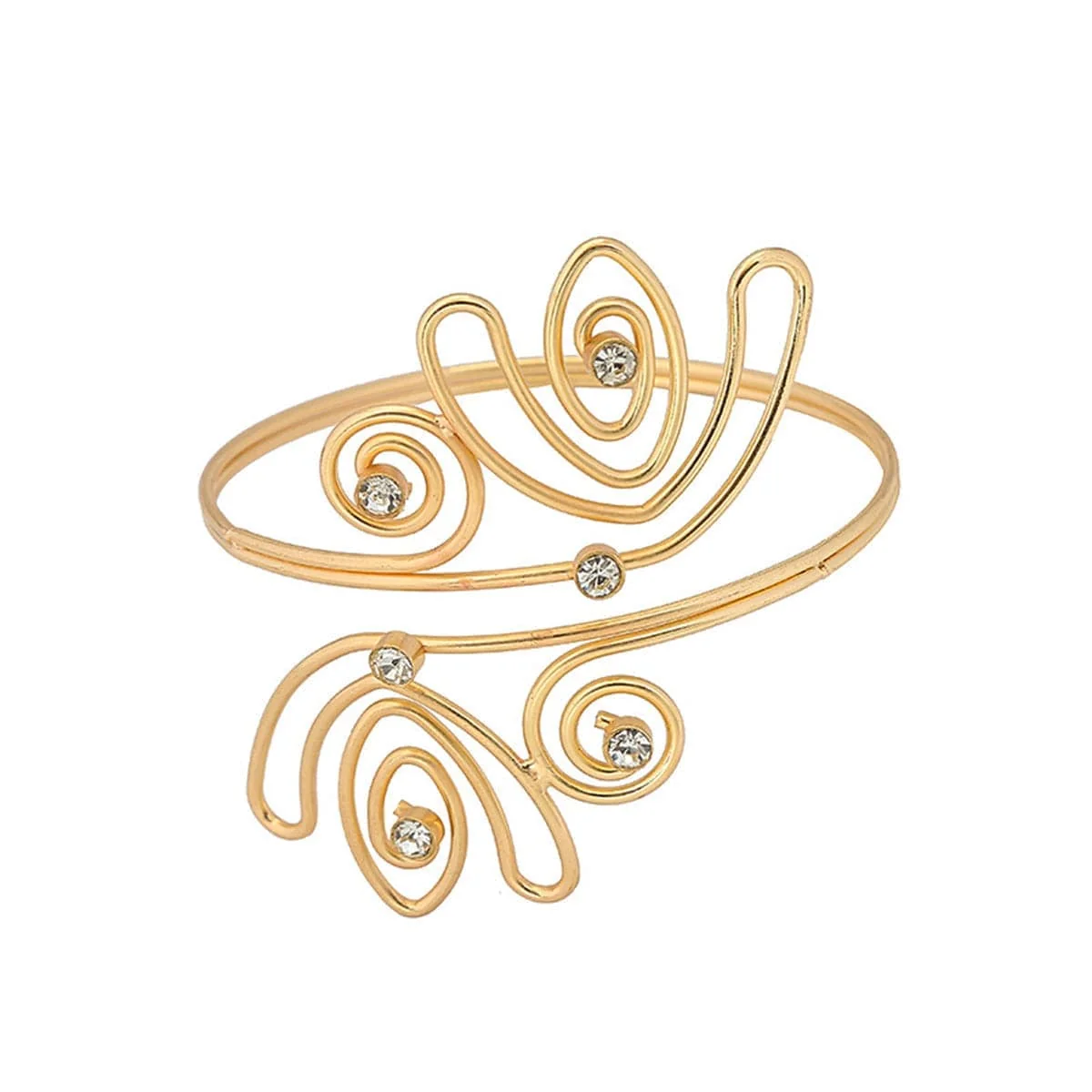 Efficient Cubic Zirconia Goldtone Open Tulip Bypass Arm Cuff Crafted