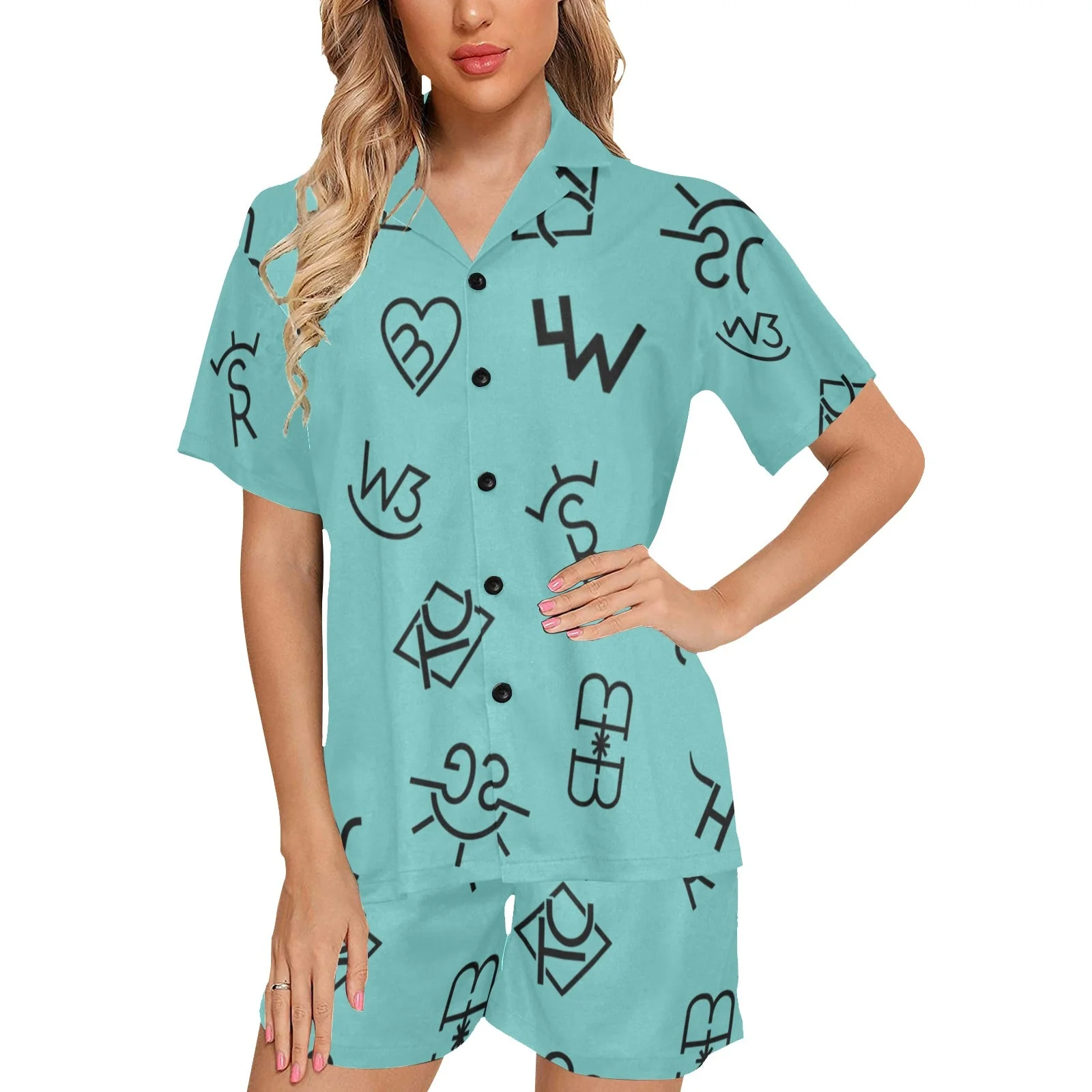 Sophisticated Turquoise Cattle Brands Women's Western Pajama Set Authentic