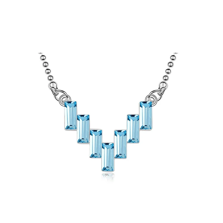 Versatile Aqua Swaroki Crystal Necklace – Crystal Swaroki Baguette Necklace Prestigious