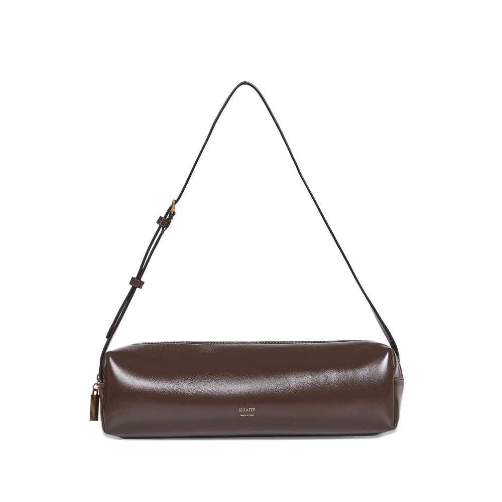 Convenient Shoulder Bag Brown Calf Leather Modern