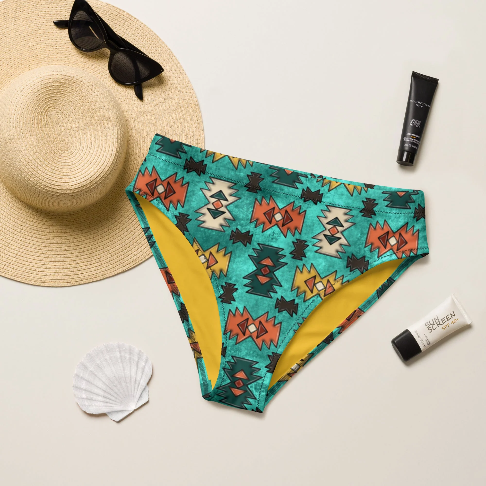 Effective Baha Ranch Yeehaw Turquoise Aztec Bikini Bottom Authentic