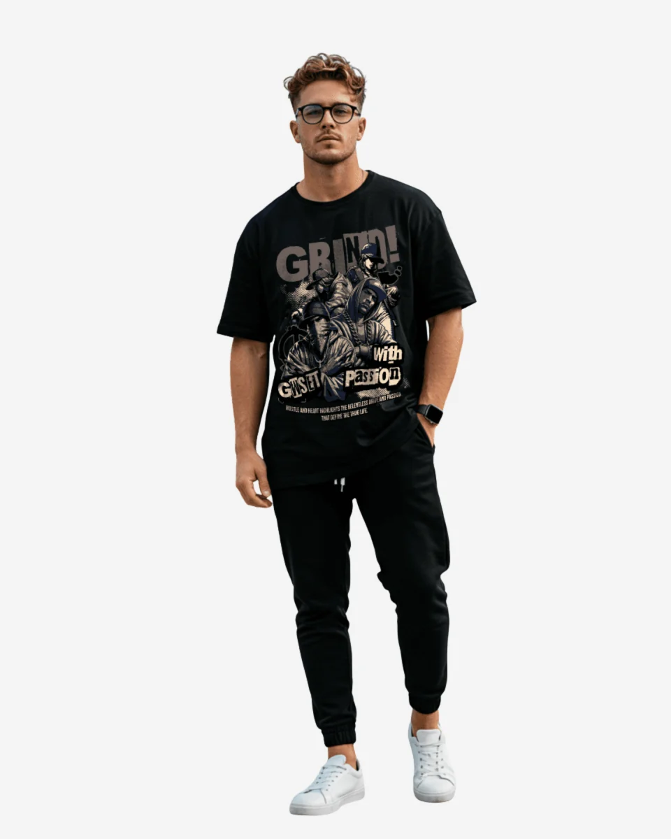 Crafted G West Grind With Passion Oversized T-Shirt Mens Lightweight