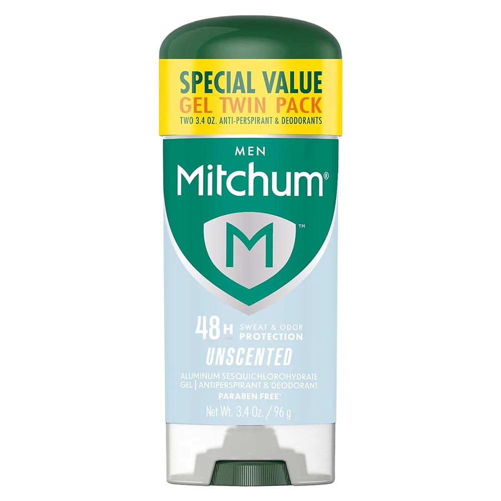 Solid Mitchum Mens Triple Odor Protection Antiperspirant and Deodorant Gel Unscented Twin Pack 3.4Oz 96g Quality