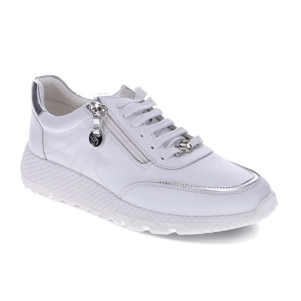 Classic Sapporo Zip Casual Sneaker - White Prestigious