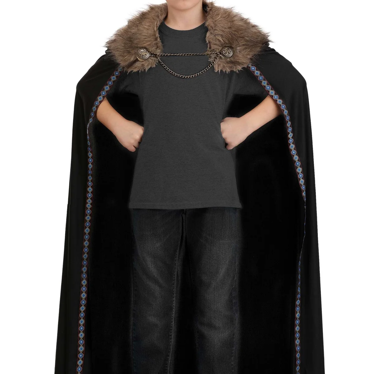 Comfortable Black Faux Fur Viking Cape Trendy