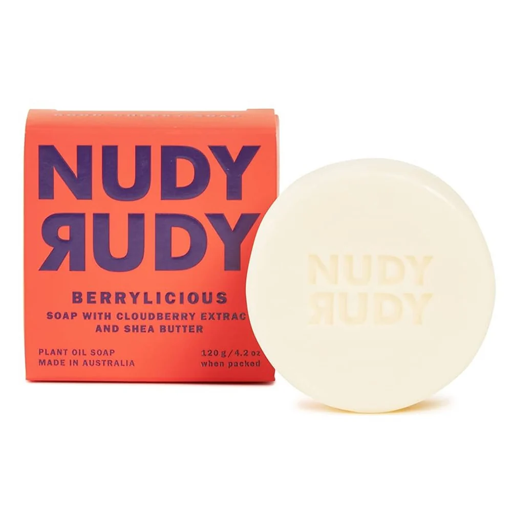 Next-Generation Nudy Rudy Berrylicious Bar Soap with Cloudberry Extract and Shea Butter 4.2Oz 120g Minimalist