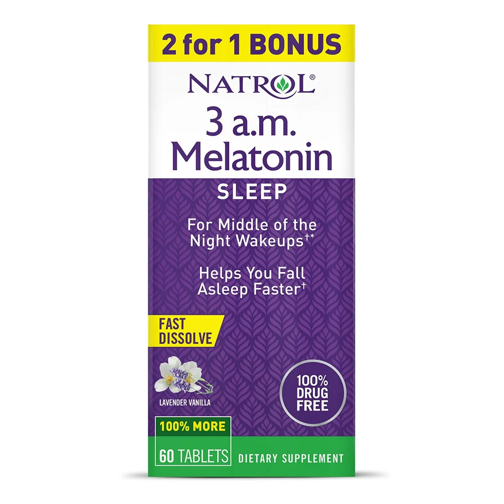 Green Natrol Melatonin Fast Dissolve 3 Mg Sleep Supplement Tablets 60 Ea