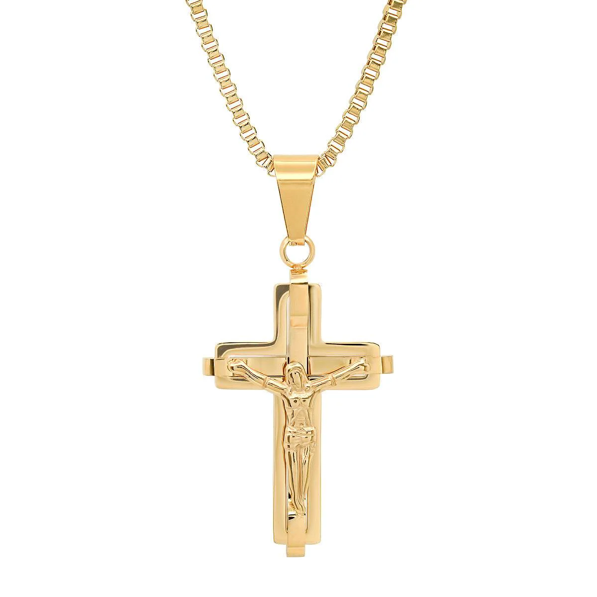 Responsible 18K Gold Plated Stainless Steel Crucifix Pendant Prestigious