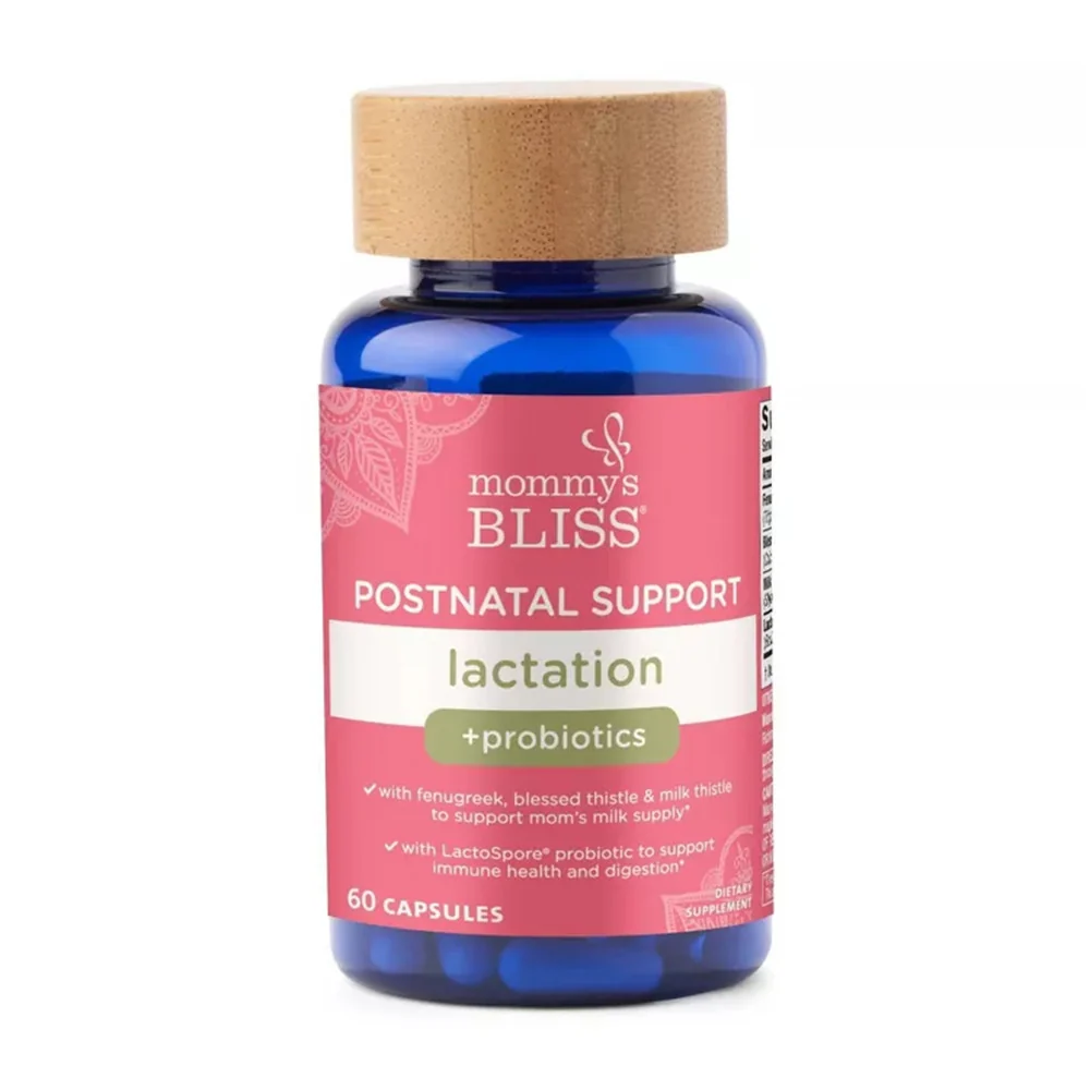 Powerful Mommys Bliss Postnatal Lactation Support Supplement with Probiotics 60 Ct Lightweight