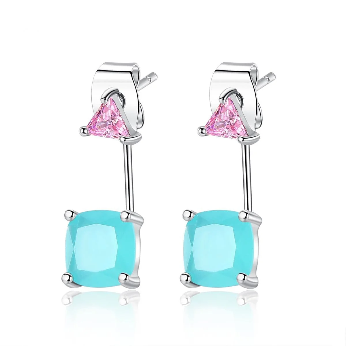 Expertly Made Blue Crystal Silvertone Triangle Ear Jackets Superior