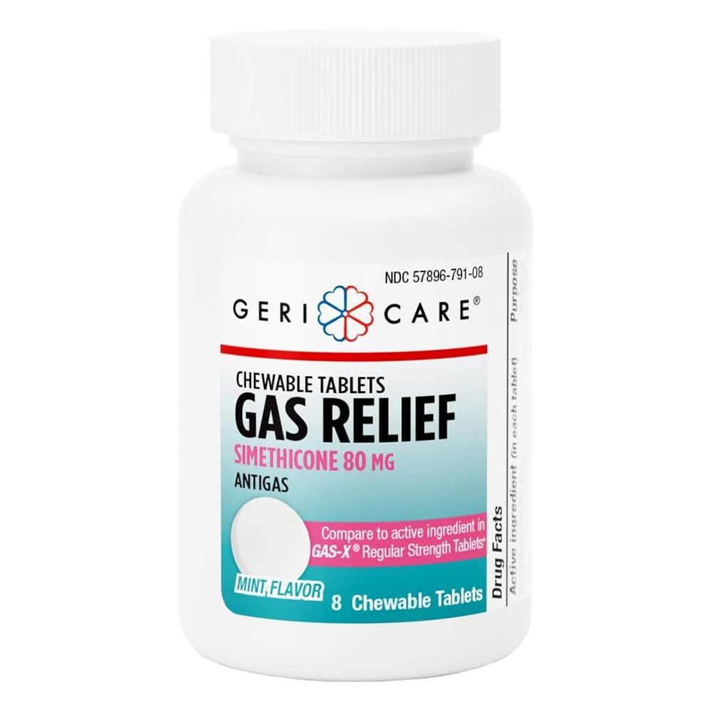 Consistent Geri Care Simethicone 80mg Gas Relief Chewable Tablets Mint Flavor 8Ea Green
