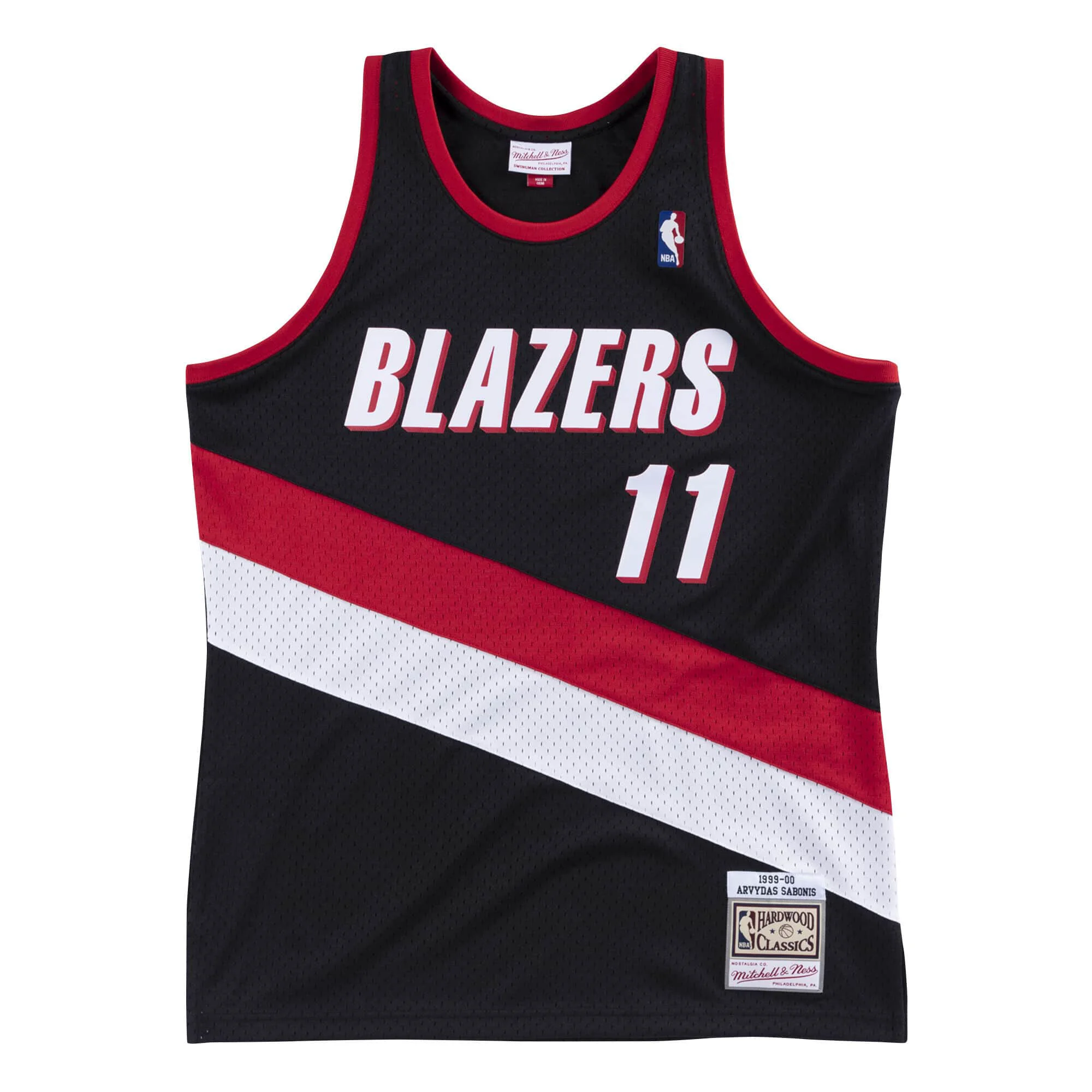 Reusable Mitchell Ness NBA Swingman Road Jersey Trail Blazers 99 Arvydas Sabonis Secure