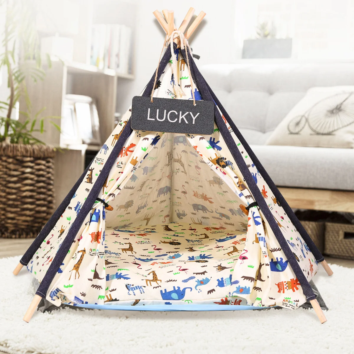 Carefully Designed Heavy Duty Comfortable Pop Up Pet Dog Teepee Tent Bed Safe