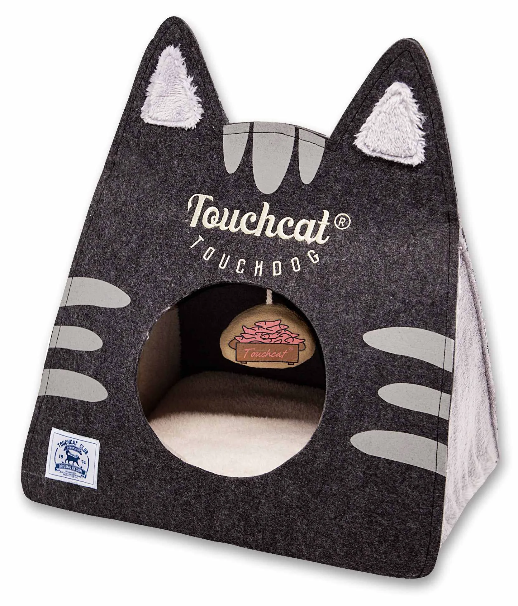 Refined Pet Life Touchcat 'Kitty Ears' Travel On-The-Go Collapsible Folding Cat Pet Bed House With Toy Professional