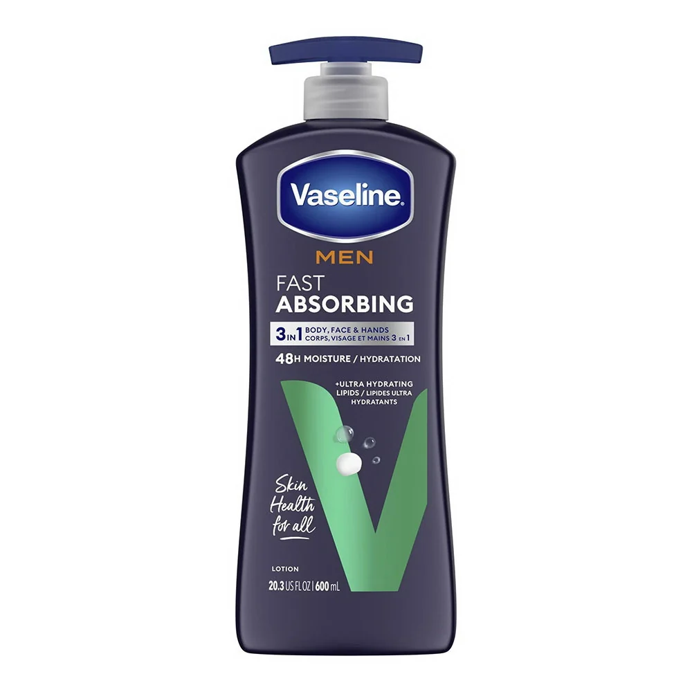 User-Friendly Vaseline Men Fast Absorbing 3 In 1 Body Face and Hands Lotion 20.3 Oz Authentic
