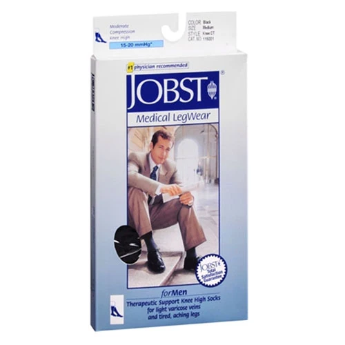 High-Quality Jobst Medical Legwear For Mens Socks Knee High 15-20 Mmhg Compression White Color Size Large - 1 Box Original