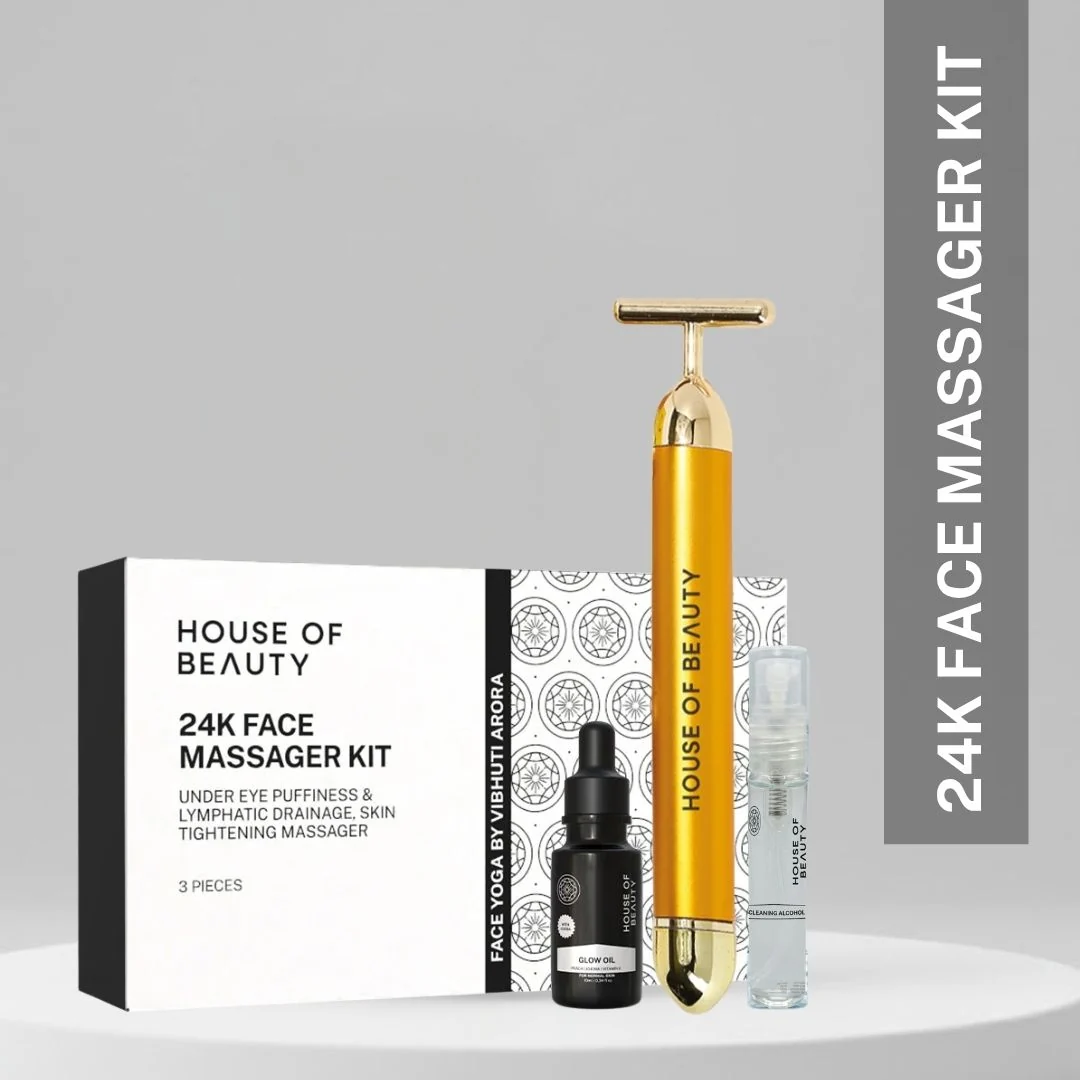 Unique House of Beauty 24K Face Massager Kit Gold Platted Electric For Face Skin Care Fine Crafted