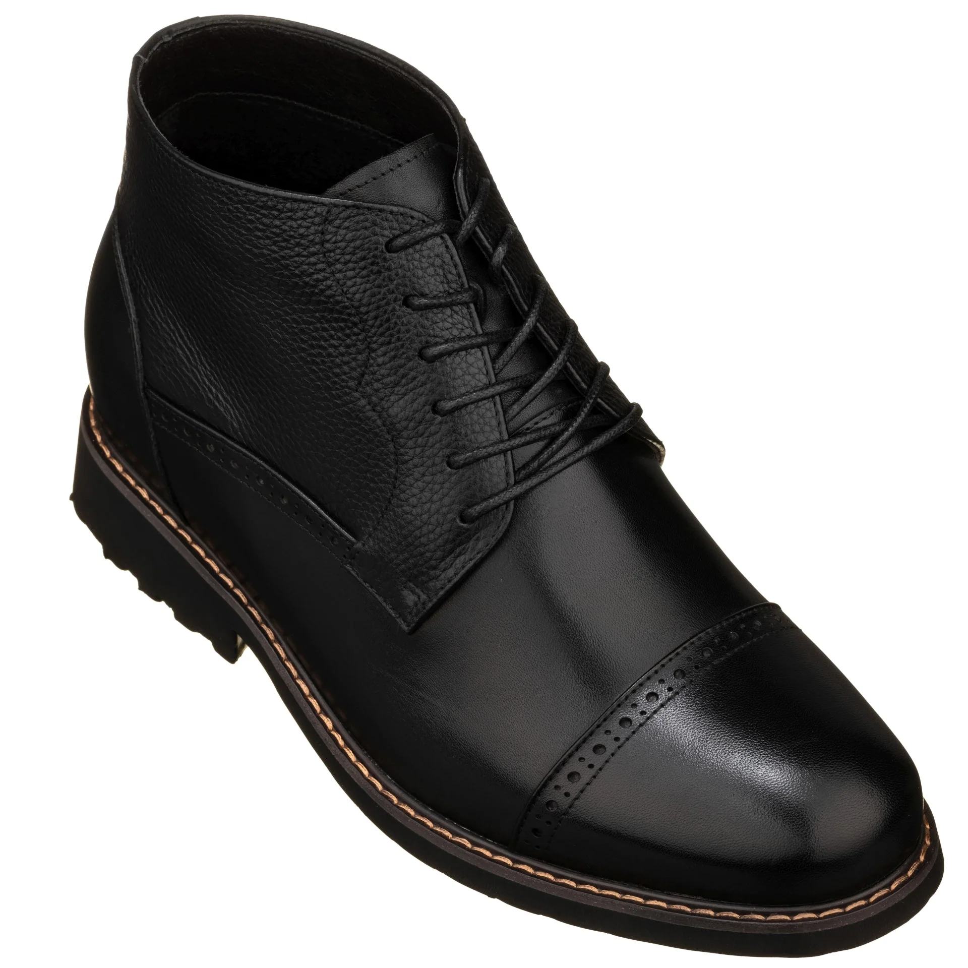 Classic CALTO - Y41083 - 3.2 Inches Taller Black - Lace Up Casual Boots Long-Lasting