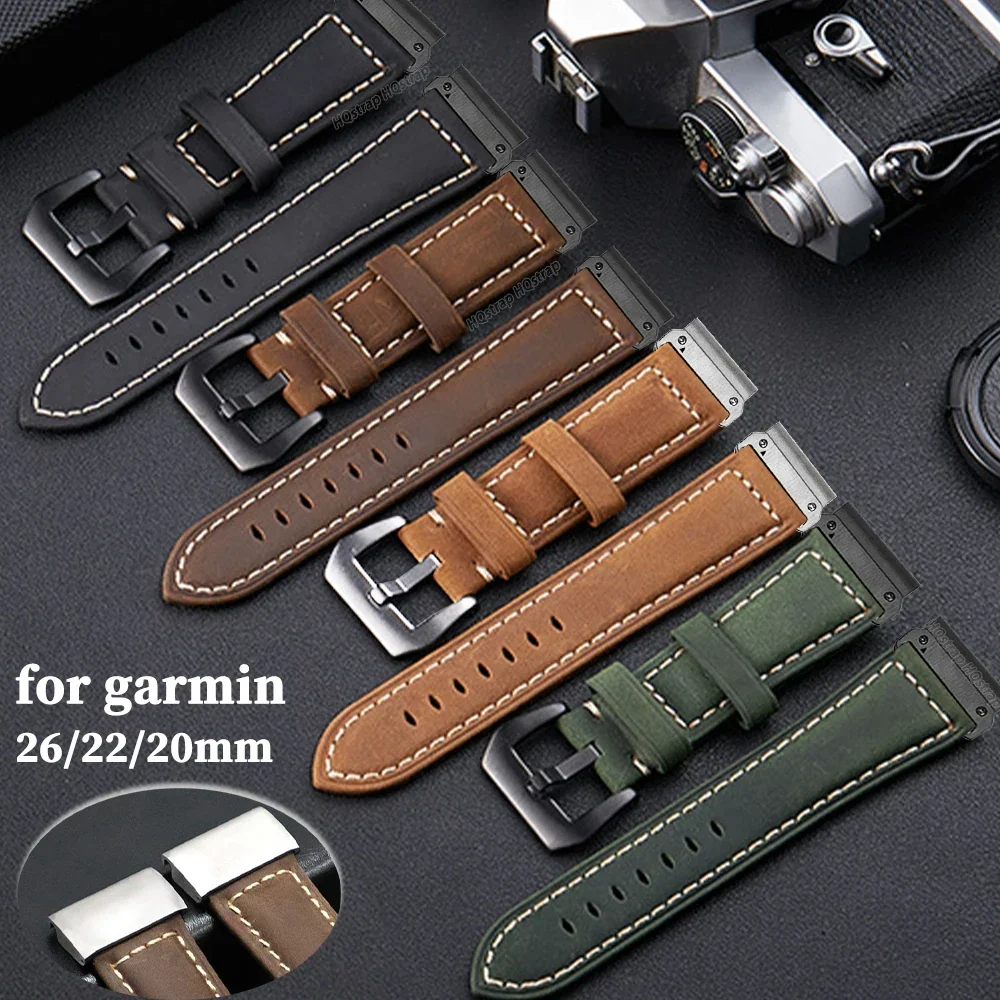 Sustainable Garmin Vintage Leather Strap - Classic and Comfortable Band Organic