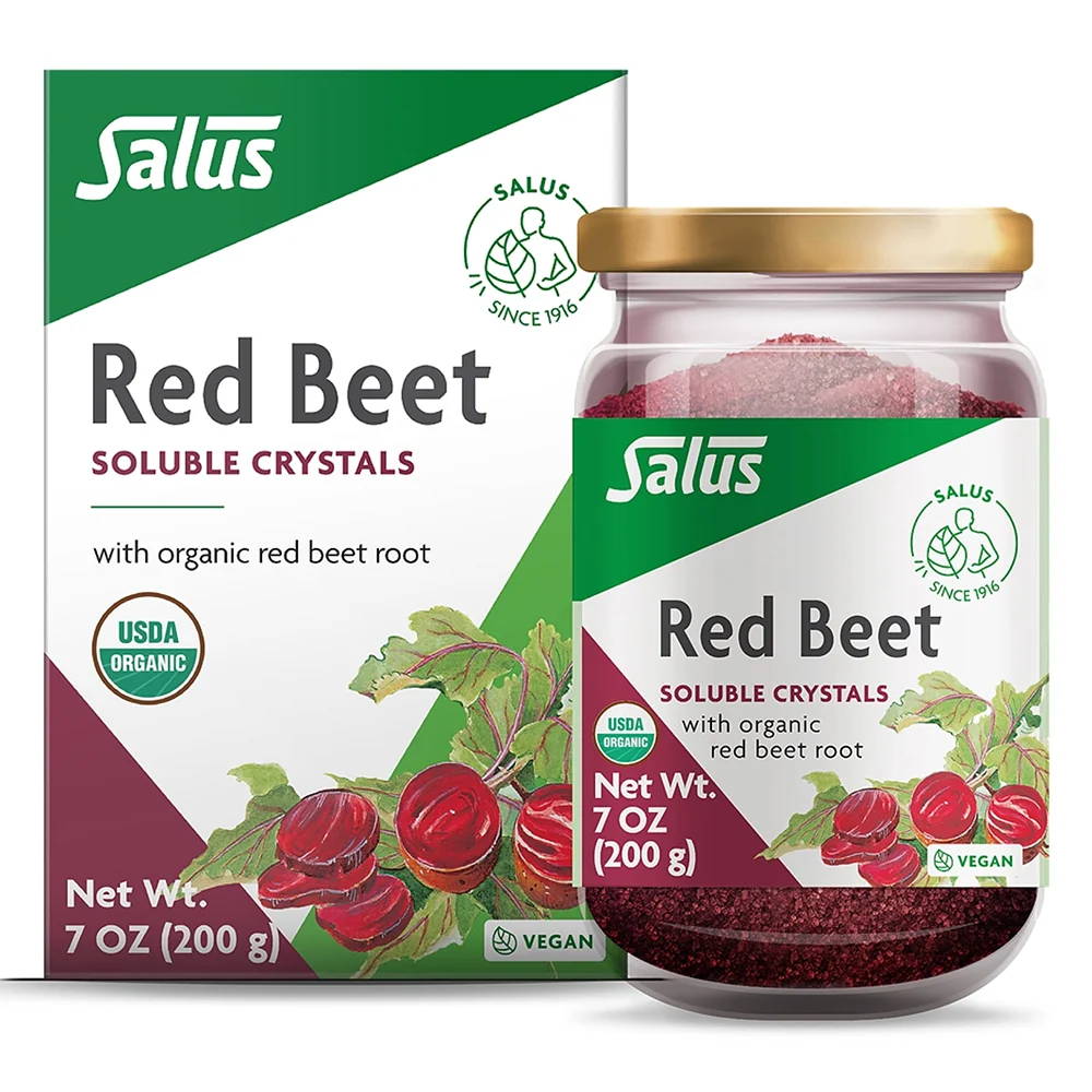 Reusable Salus Red Beet Soluble Crystals with Organic Beet Root Powder Mix for Circulation and Nutritional Support 7Oz 200g Functional