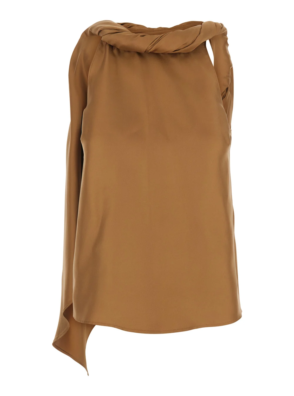 Modern Top Twisted Collar Brown Silk Original Design