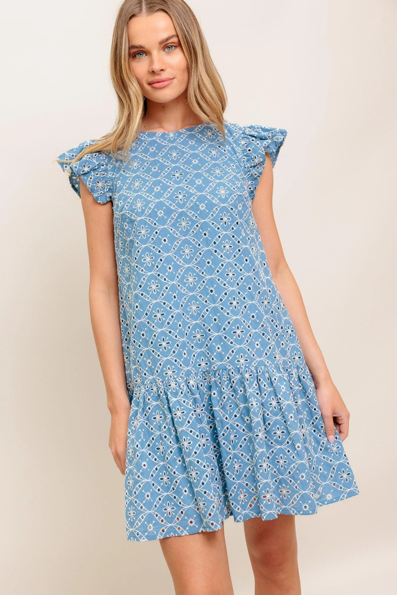 Soft Cupcake Smile Woven Eyelet Babydoll Dress Clean