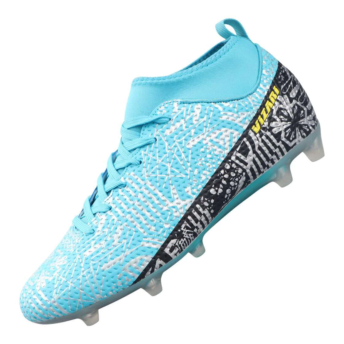 Dependable Vizari Saco FG Adult Soccer Cleats for Outdoor Play Mint Black Mid-Cut High Ankle Football Shoes with Sock Effective