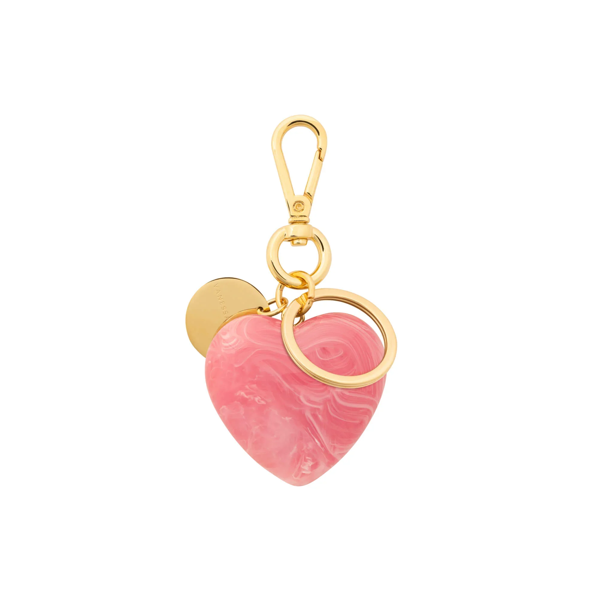 Premium Material Vanessa Baroni Heart Key Chain Charm in Watermelon Marble Powerful