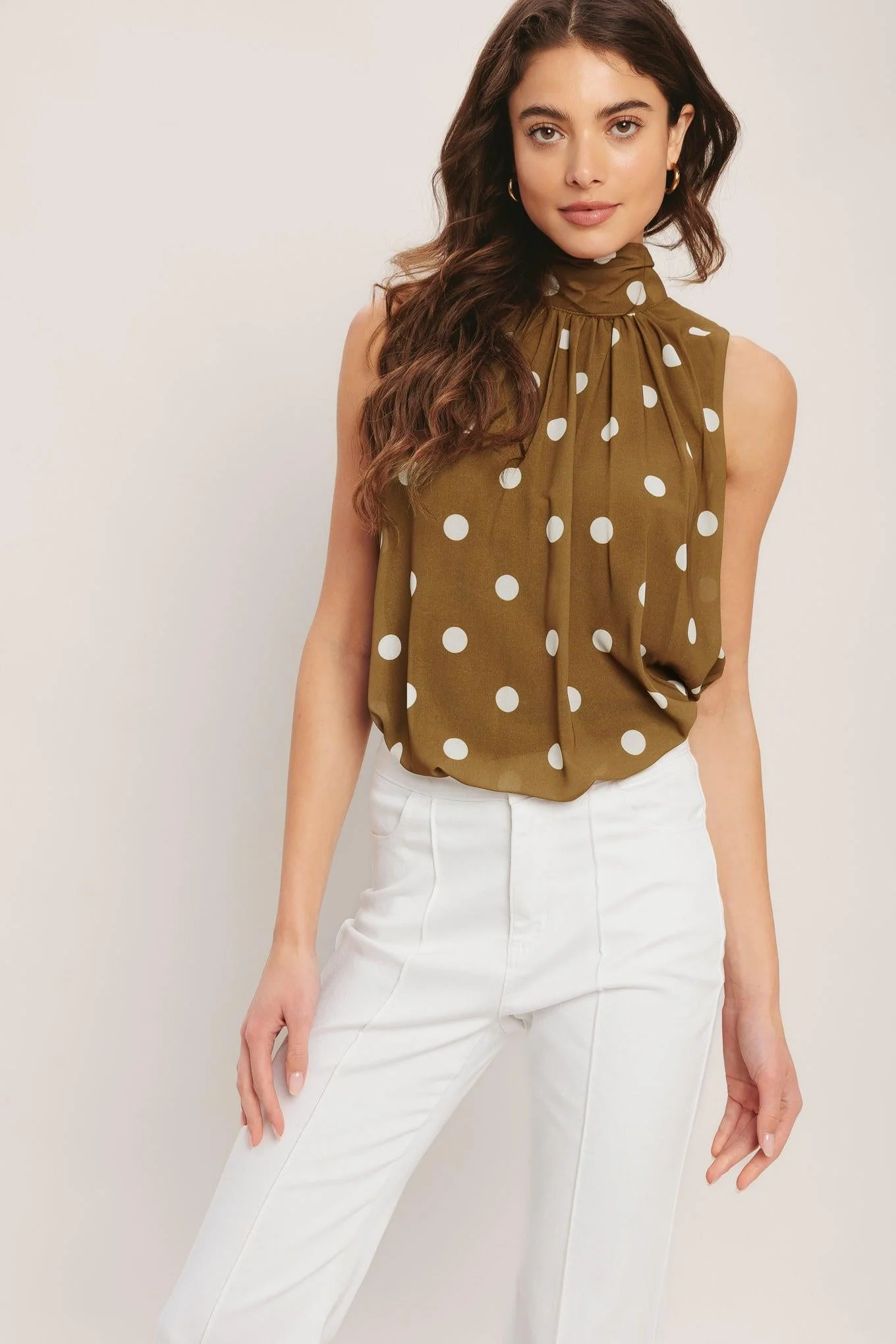 Breathable Retro Pop Dot Woven Top Environmentally Friendly